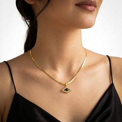 Celestial Eye Pendant - 24K Gold Plated [ With Velore Snake Chain]