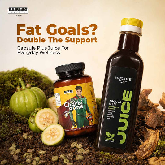 Charbi Gone 60 Capsules & Arogya Lean Juice Combo – Advanced Fat Management & Ayurvedic Fitness Support