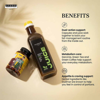 Charbi Gone 60 Capsules & Arogya Lean Juice Combo – Advanced Fat Management & Ayurvedic Fitness Support