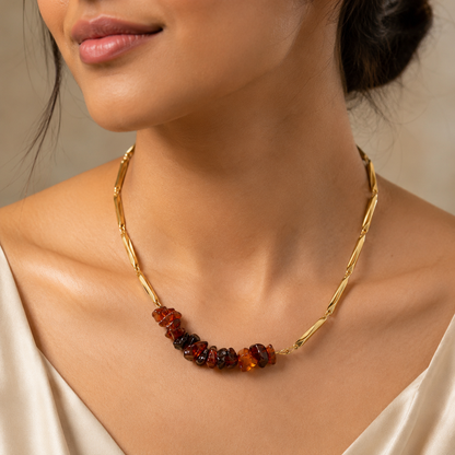Alchemy Garnet Rice Chain Necklace — 24K Gold Tone