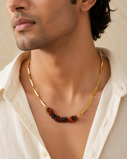 Alchemy Garnet Rice Chain Necklace — 24K Gold Tone