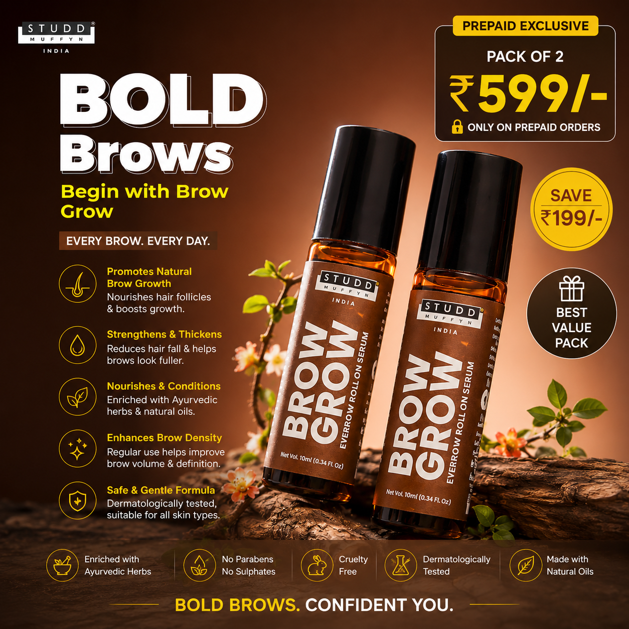 Brow Grow Eyebrow Roll On [Pack of 2]