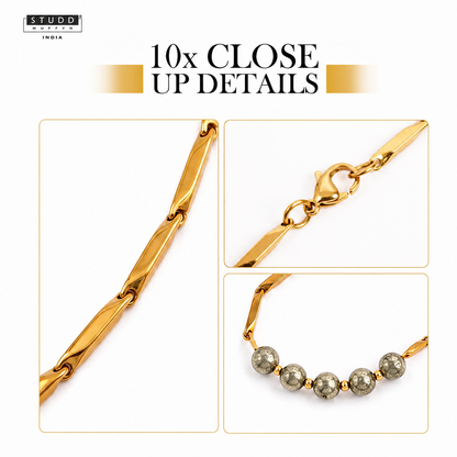 Pyrite Crystal Rice Chain - 24K Gold-Toned