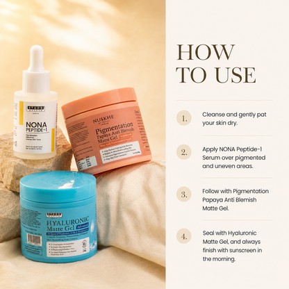 AM PM Pigmentation Combo + NONA Peptide-1 Serum — Complete Day & Night Routine