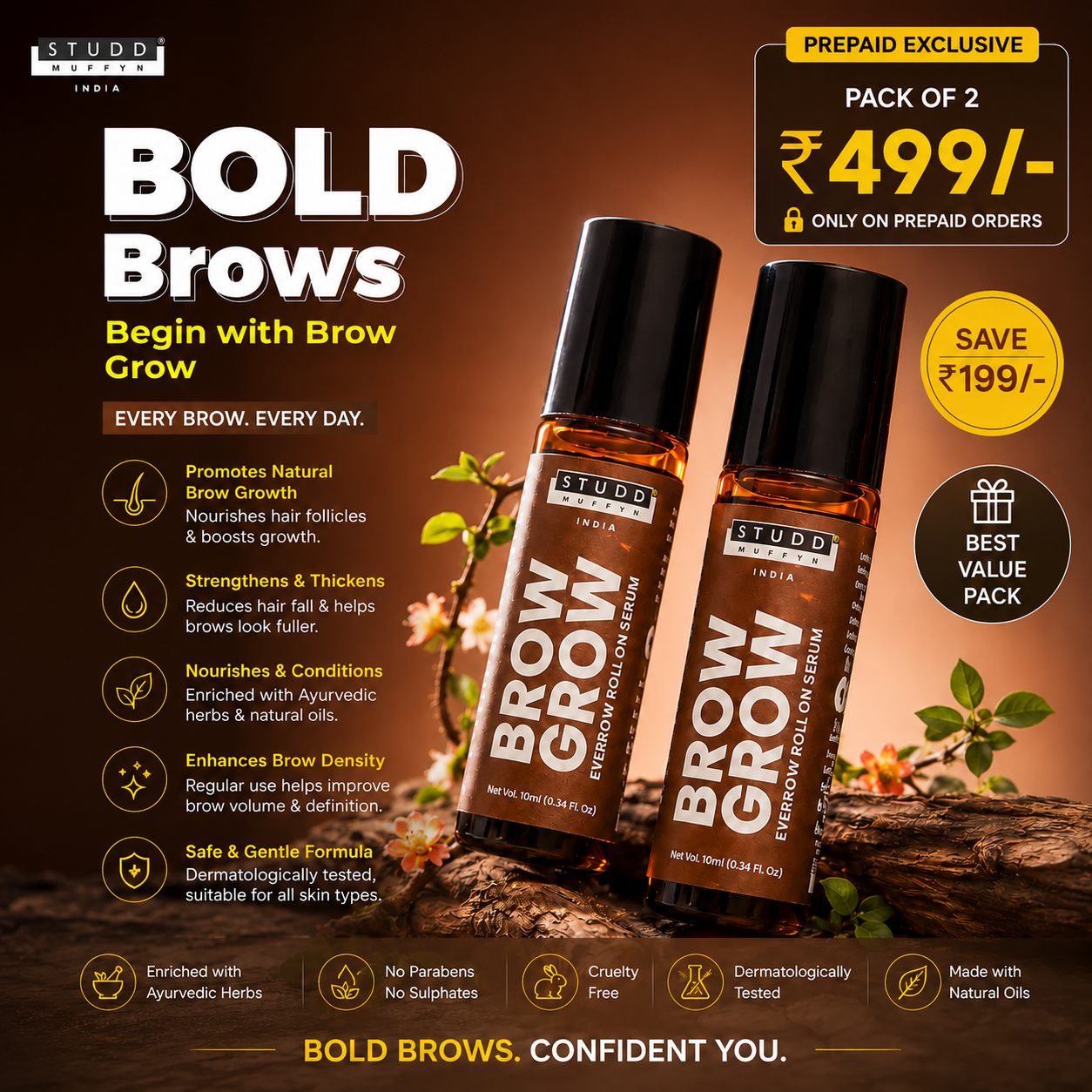 Brow Grow Eyebrow Roll On [Pack of 2]
