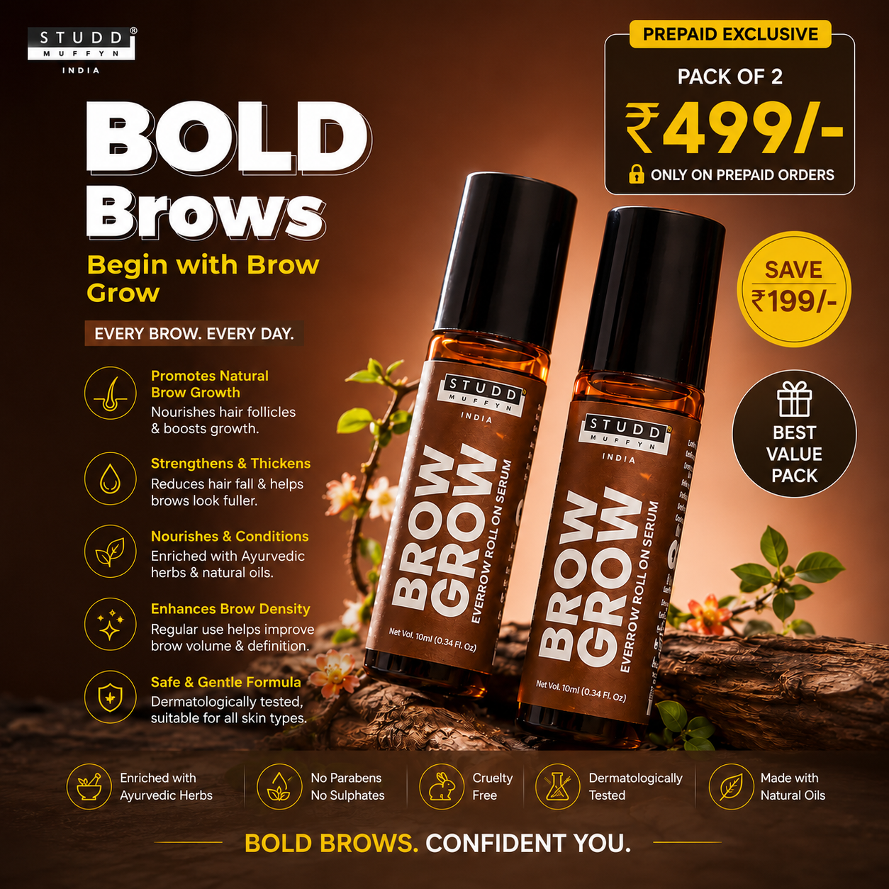 Brow Grow Eyebrow Roll On [Pack of 2]