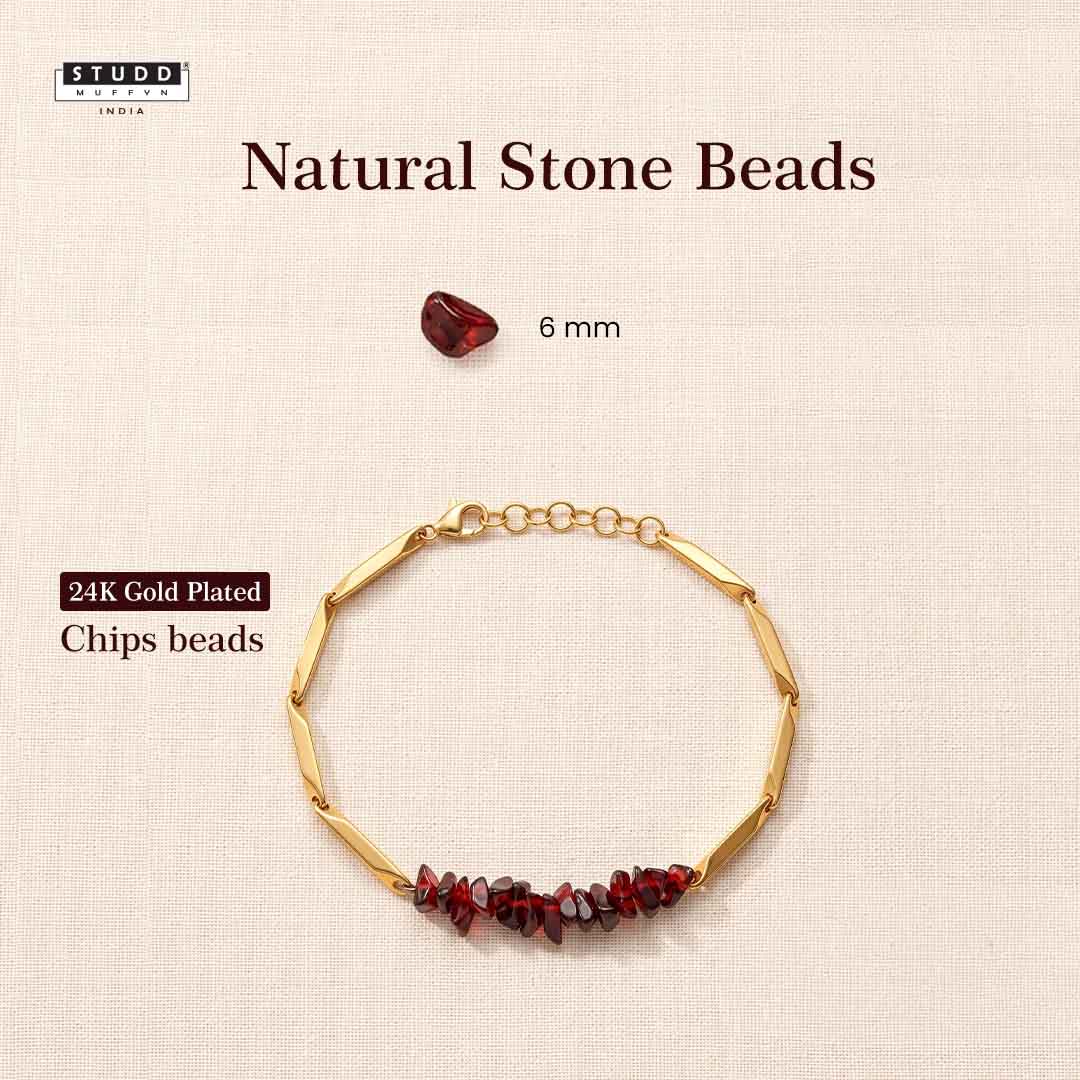 ALCHEMY GARNET 24k Gold Tone Rice Bracelet 3mm