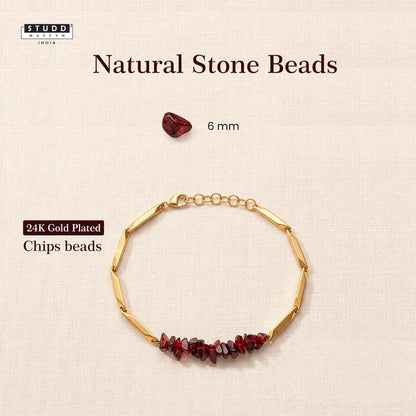 ALCHEMY GARNET 24k Gold Tone Rice Bracelet 3mm