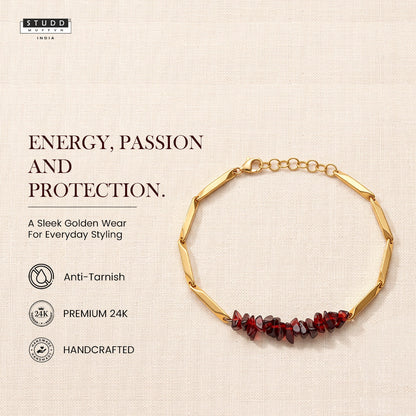 ALCHEMY GARNET 24k Gold Tone Rice Bracelet 3mm