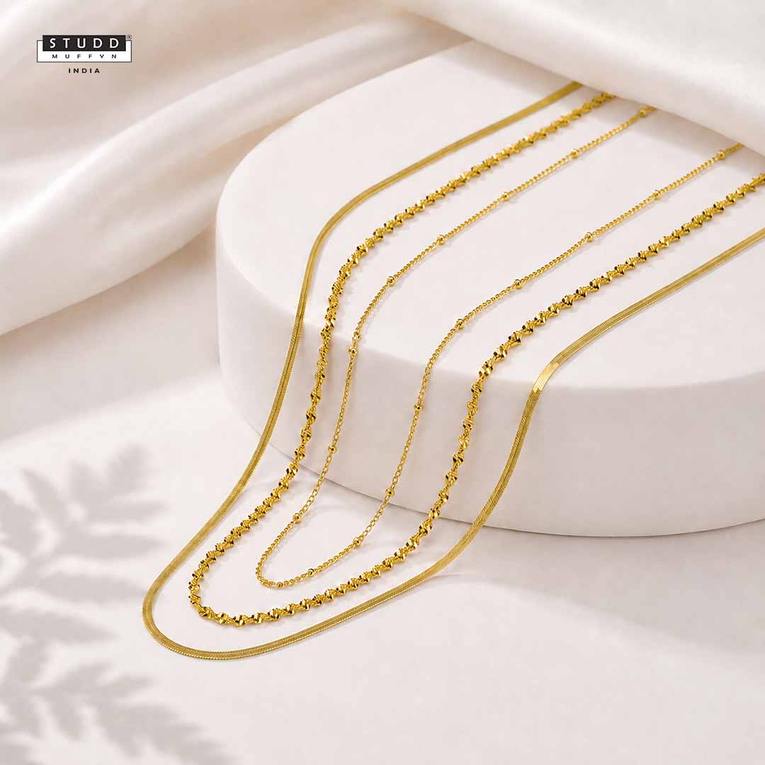 Twisted , Satellite, Velore Snake Chain (45cm) [ PACK OF 3 ]