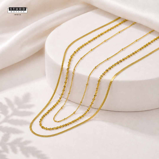 Twisted , Satellite, Velore Snake Chain (45cm) [ PACK OF 3 ]
