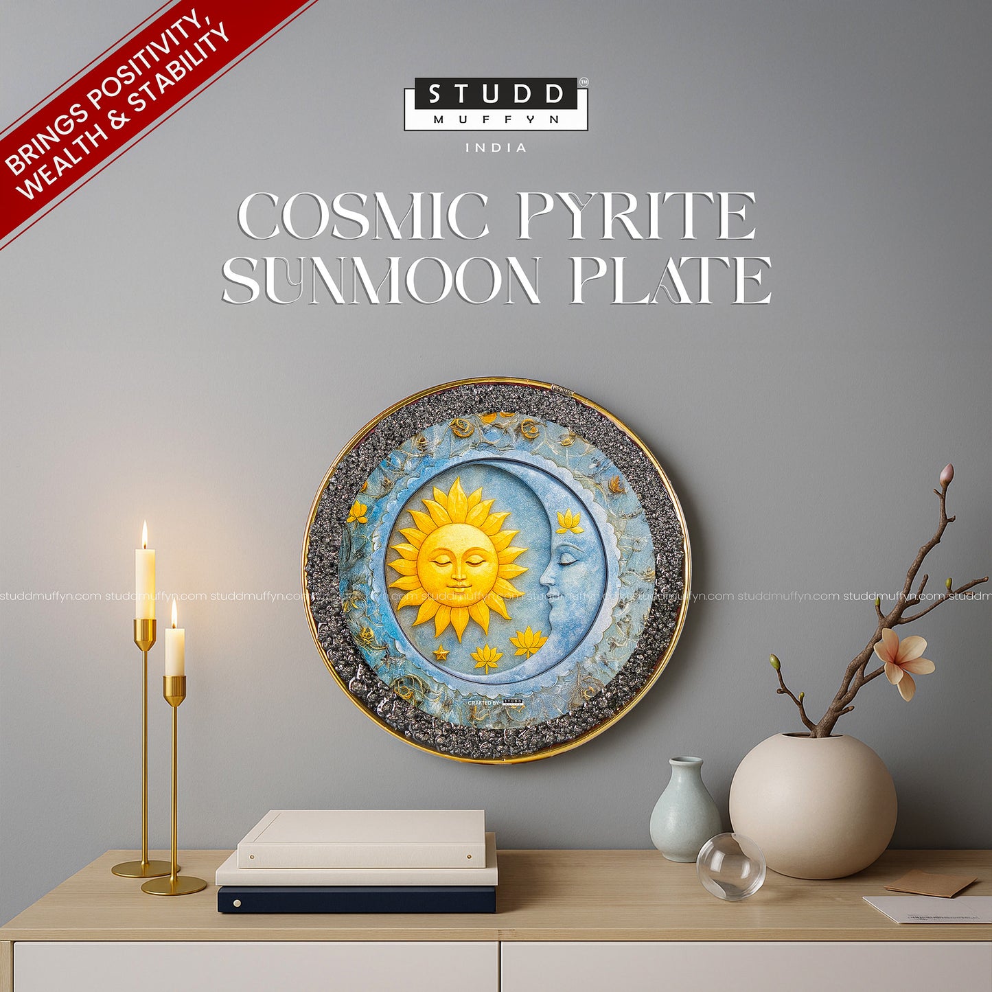 Cosmic Pyrite Sunmoon Plate [Round plate]