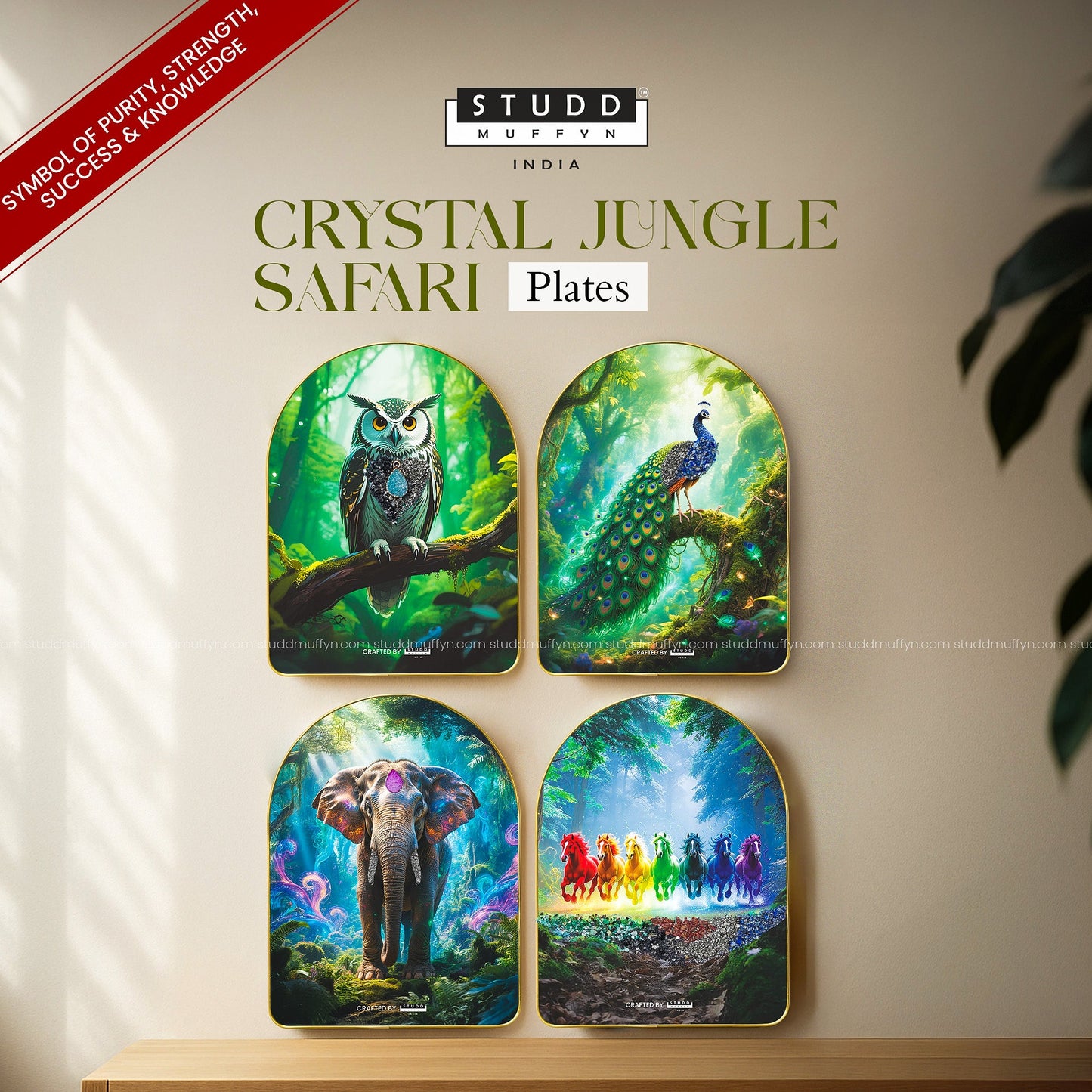 Crystal Jungle Safari I Set of 4