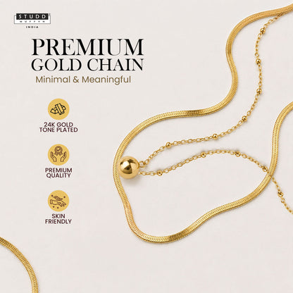 Dual Ball Chain - 24K Gold Plated
