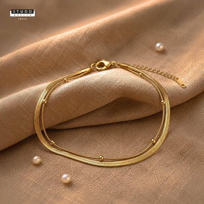 Dual Snake Satellite Bracelet [Gold ]