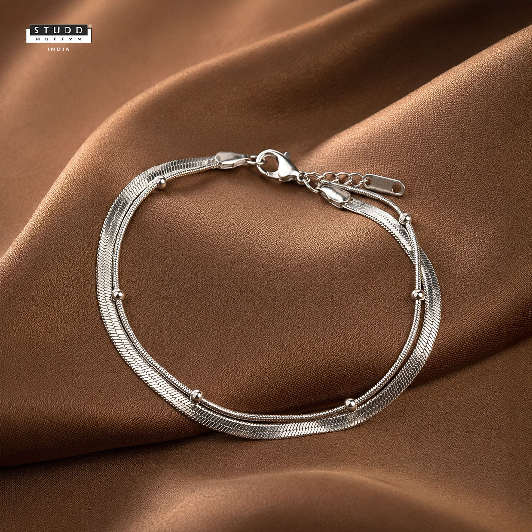 Dual Snake Satellite Bracelet [ Silver ]