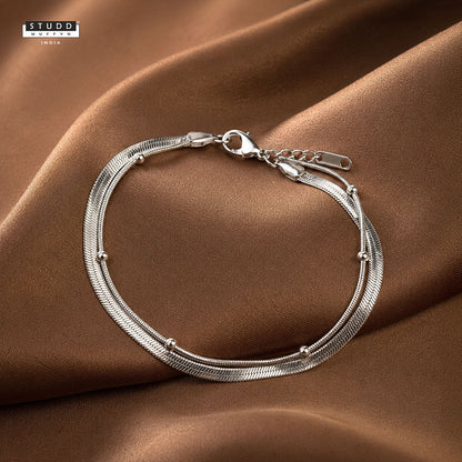 Dual Snake Satellite Bracelet [ Silver ]