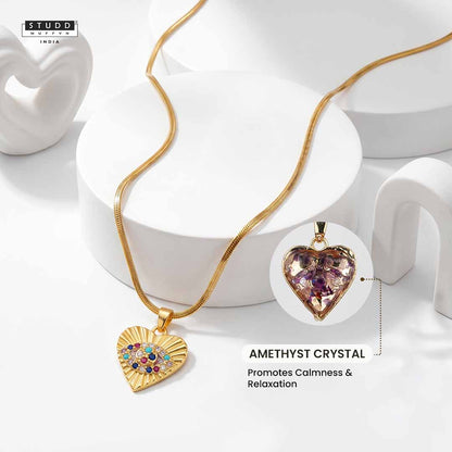 Crystal Pendant Eye of Affection - 24K Gold Toned