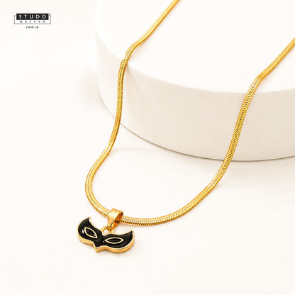 Face Mask Pendant - 24k Gold Tone Plated [ With Velore Snake Chain ]