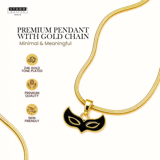 Face Mask Pendant - 24K Gold Plated [ With Velore Snake Chain]