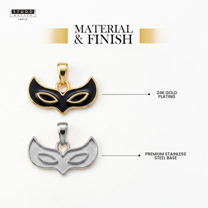 Face Mask Pendant - 24K Gold Plated [ With Velore Snake Chain]