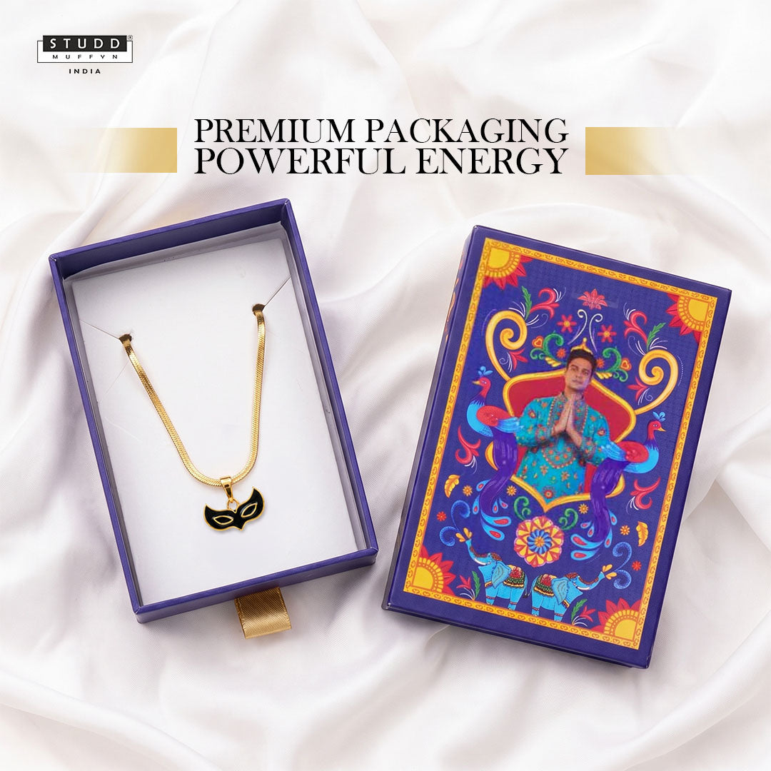 Face Mask Pendant - 24K Gold Plated [ With Velore Snake Chain]