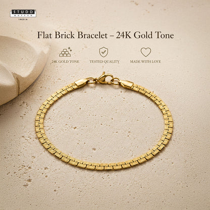 Flat Brick Bracelet – 24K Gold Tone