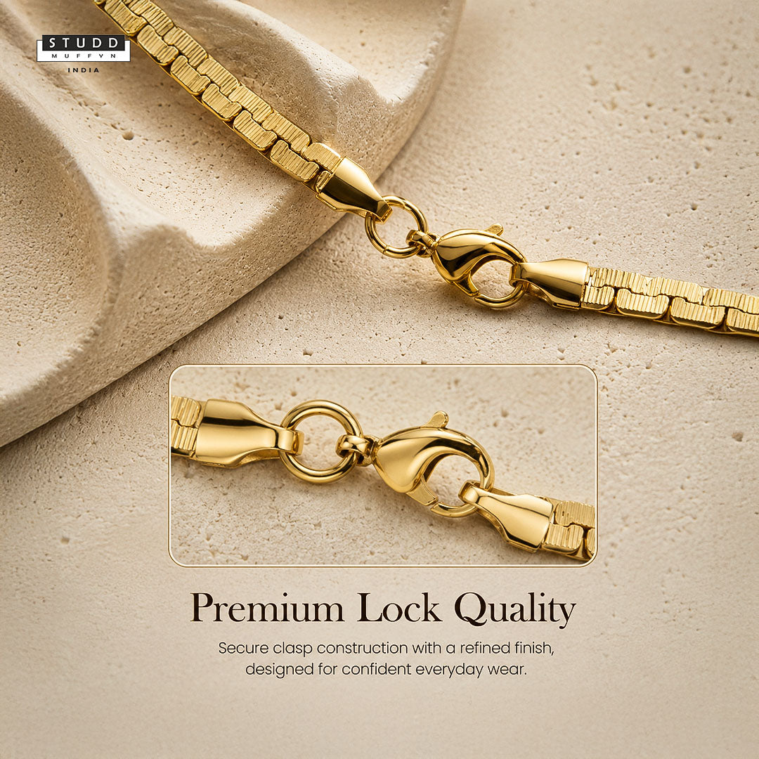 Flat Brick Bracelet – 24K Gold Tone