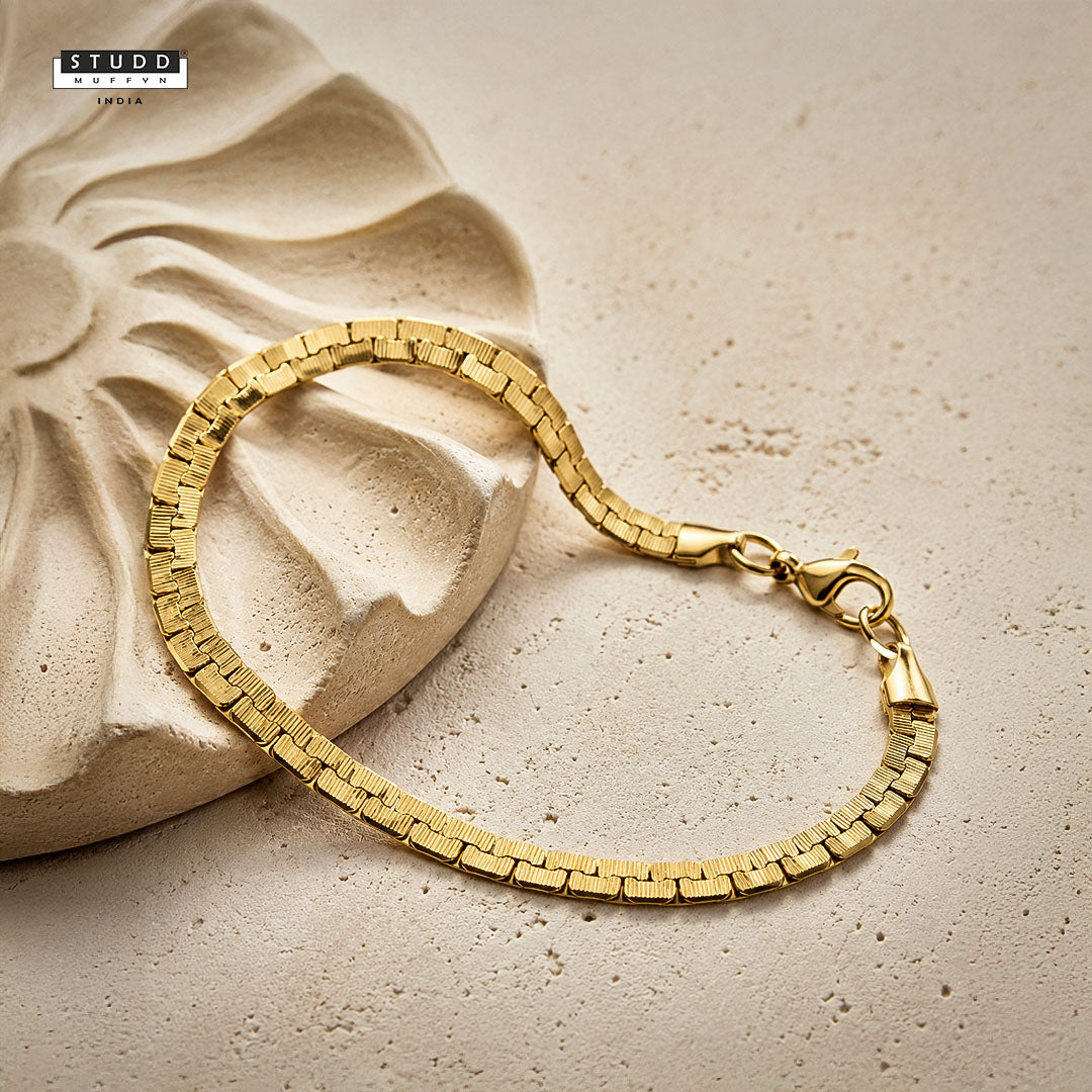 Flat Brick Bracelet – 24K Gold Tone