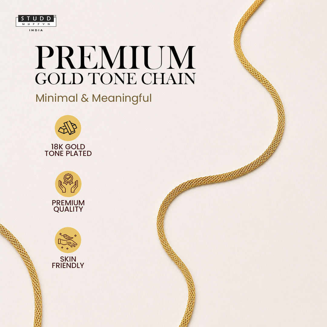 Flat Snake Chain – Gold-Tone Mesh Necklace [ 45cm ]