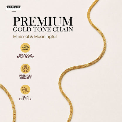 Flat Snake Chain – Gold-Tone Mesh Necklace [ 45cm ]