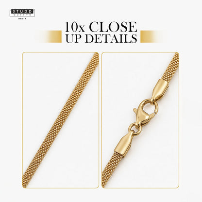 Flat Snake Chain – Gold-Tone Mesh Necklace [ 45cm ]
