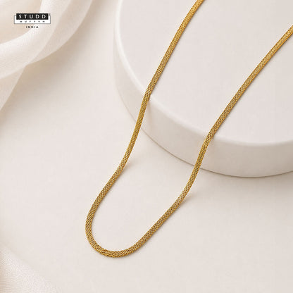 Flat Snake Chain – Gold-Tone Mesh Necklace [ 45cm ]