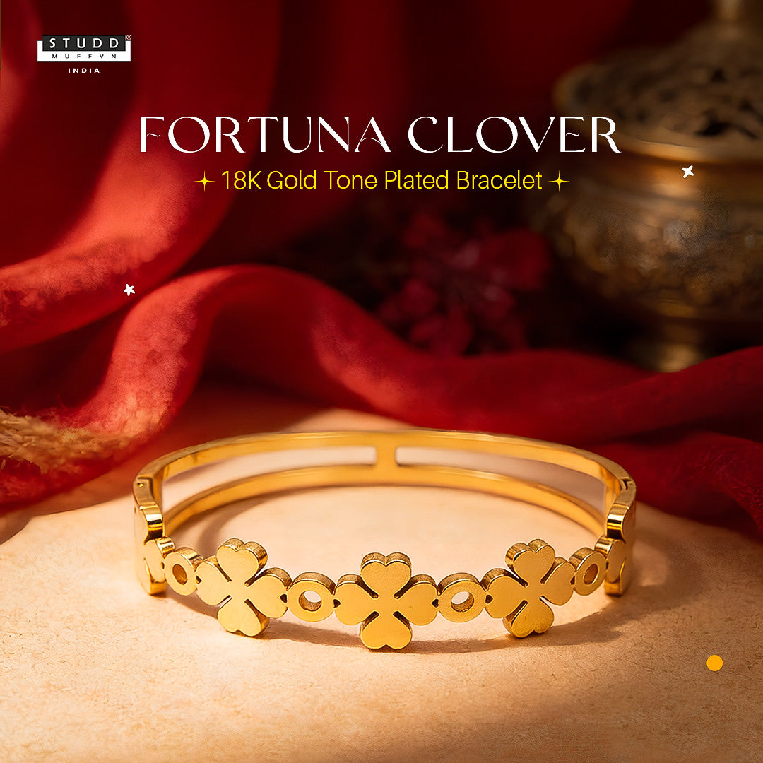Fortuna Clover Bracelet - 18K Gold Tone Plated Bracelet