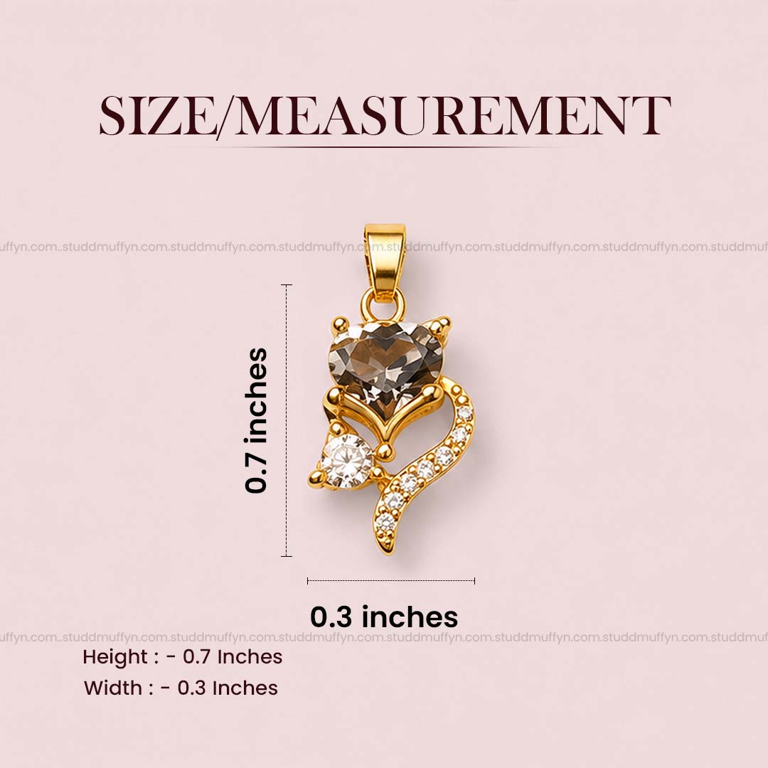 Wisdom Fox Pendant - 24k Gold Tone Plated [ With Chain ]