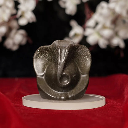 Lord Ganesha Pyrite Idol With Selenite Coaster