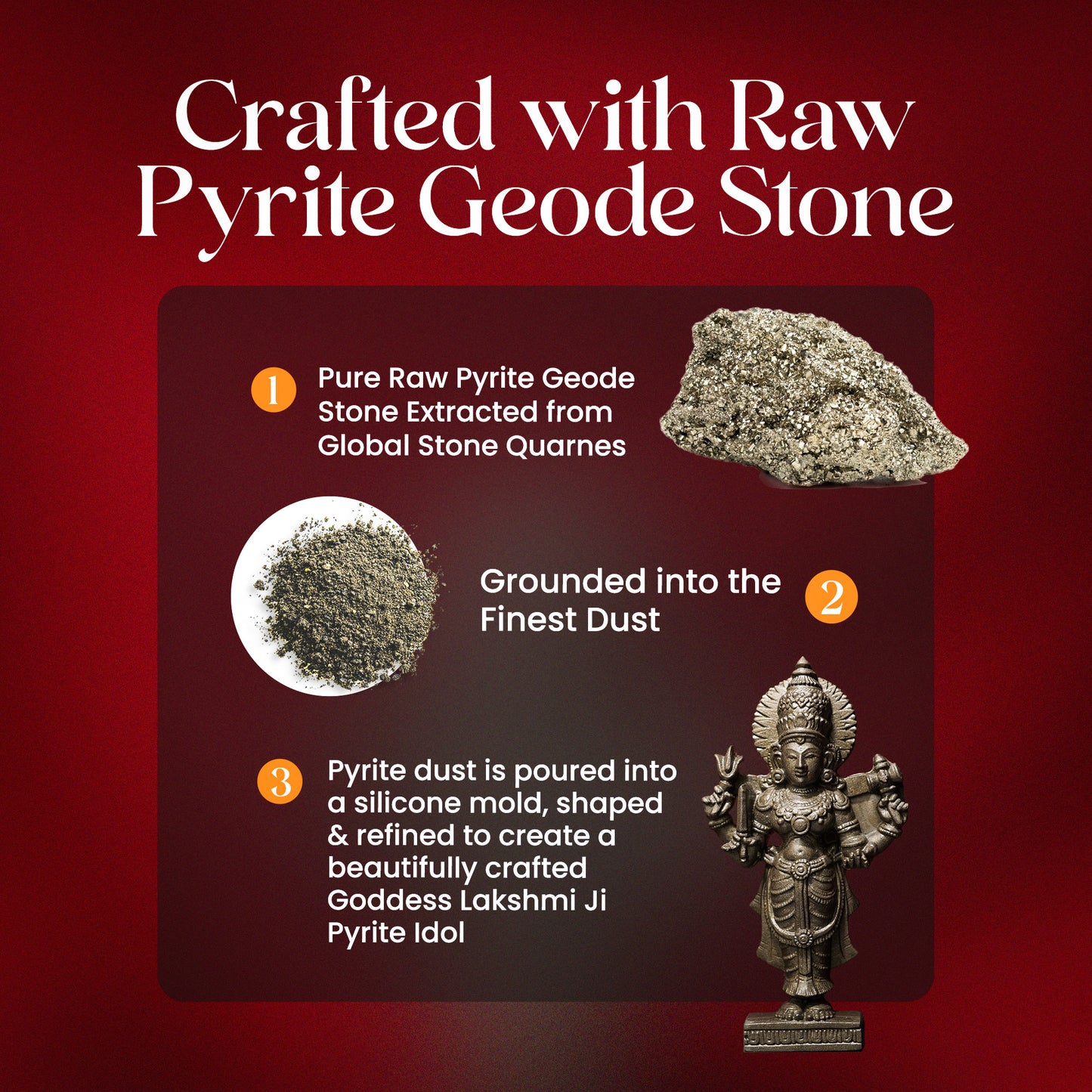 Goddess Lakshmi Ji Pyrite Idol With coaster