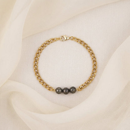 Pyrite Crystal Cuban Bracelet - 24k Gold Tone