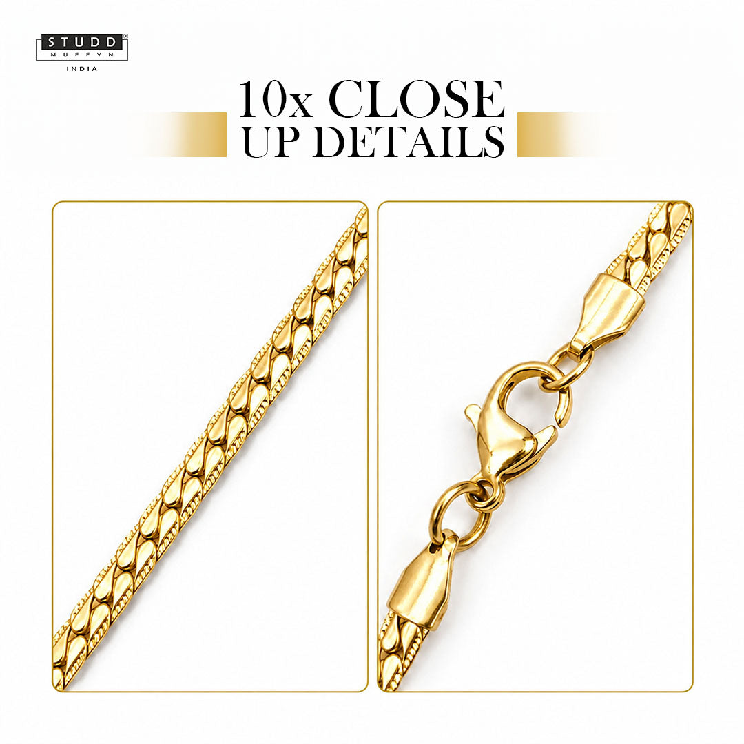 Gold Braided Flat Chain [ 55cm ]