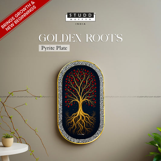 Golden Roots Pyrite Plate [Capsule Shape]