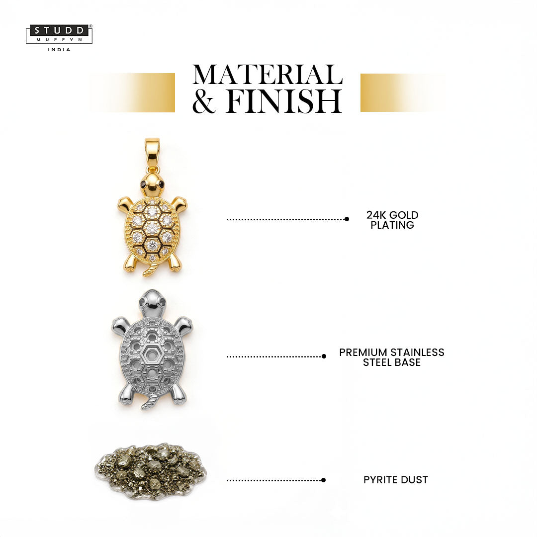 Golden Tortoise Crystal Pendant - 24K Gold Toned