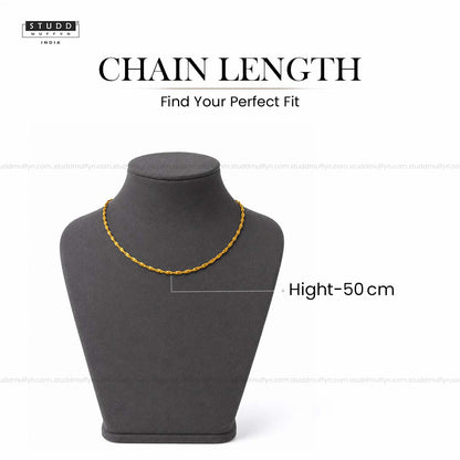 Golden Twisted Chain - 24K Gold Tone Plated [ Pack of 2 ]