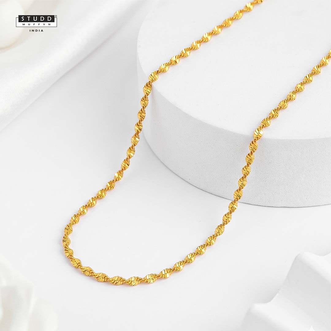 Golden Twisted Chain - 24K Gold Tone Plated [ Pack of 2 ]