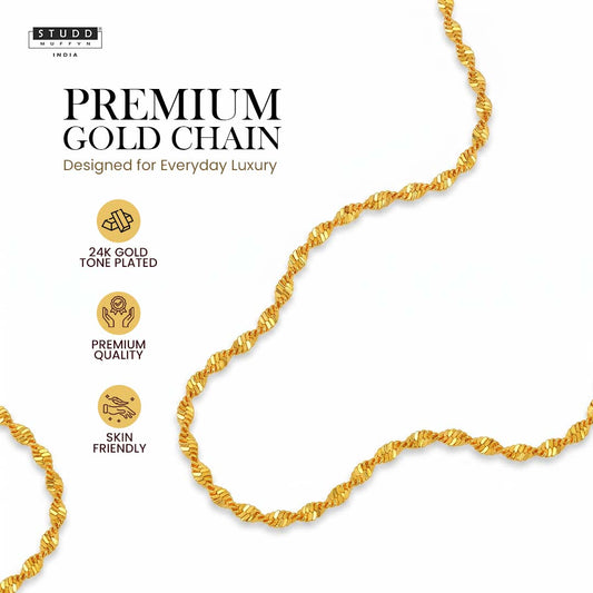 Golden Twisted Chain - 24K Gold Tone Plated
