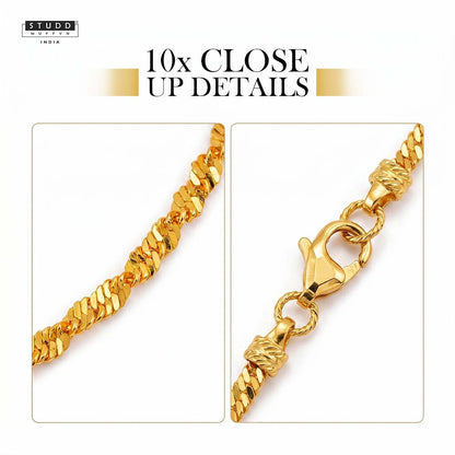 Golden Twisted Chain - 24K Gold Tone Plated [ Pack of 2 ]