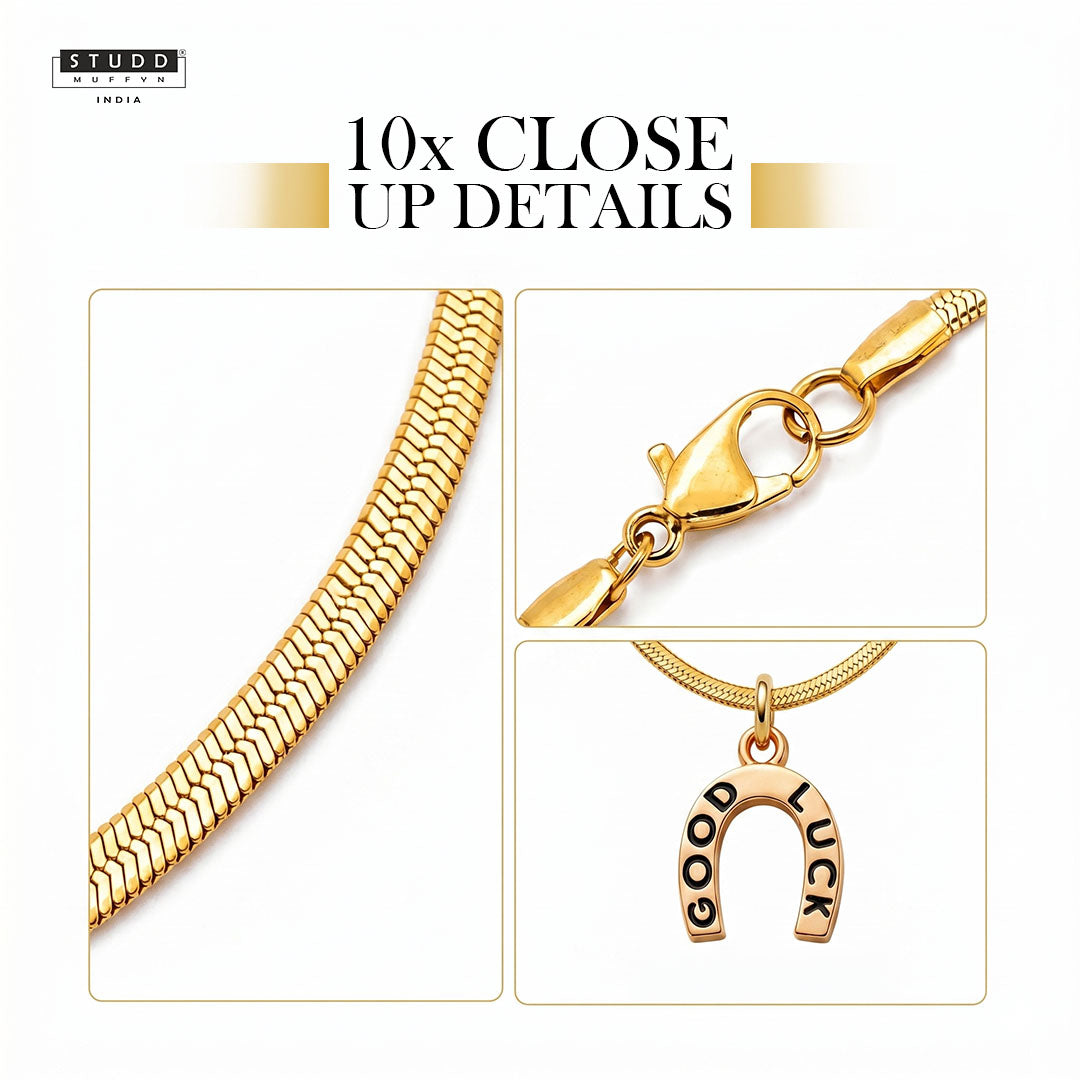 Good Luck Pendant - 24K Gold Plated [ With Velore Snake Chain]