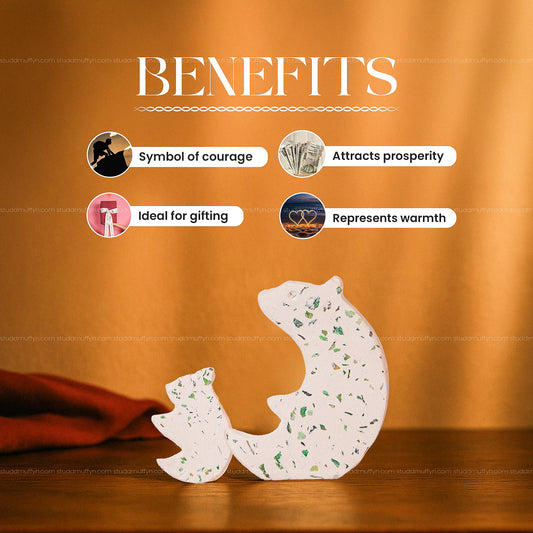 Green Aventurine Bear & Baby Bear Miniature