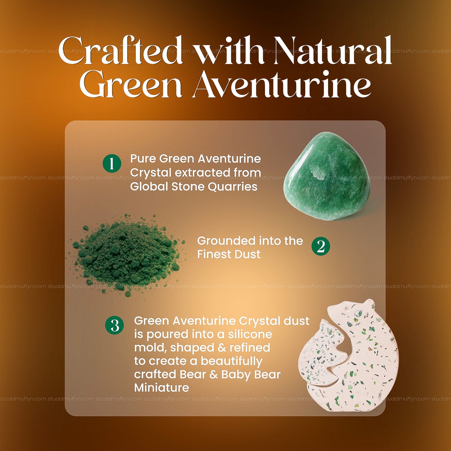 Green Aventurine Bear & Baby Bear Miniature