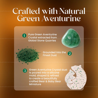 Green Aventurine Bear & Baby Bear Miniature