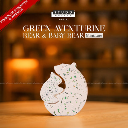Green Aventurine Bear & Baby Bear Miniature